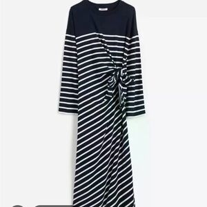 Madewell Navy and White Striped Midi Dress